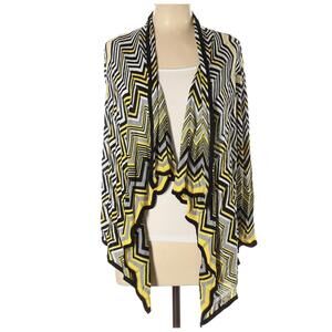 Cache Women's Black Yellow Zigzag Pattern Cardigan Size L